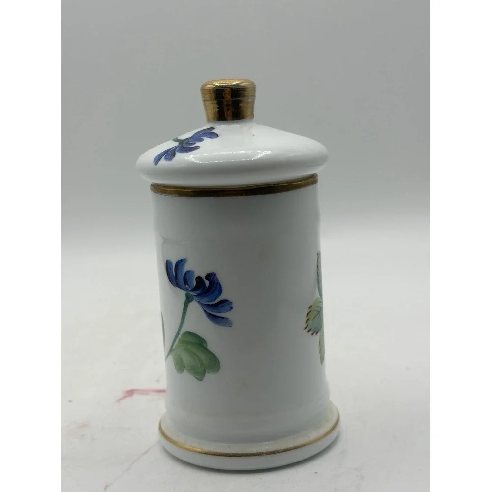 Norleans Japan Hand Painted Floral Porcelain Canister Jar w/Lid Gold Trim 5